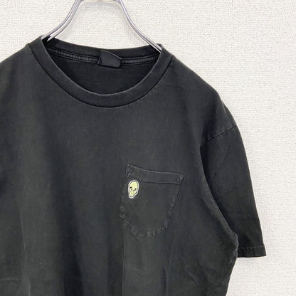 古着 used　T-BAR　半袖ワンポイント刺繍Tシャツ　Alien エイリアン　胸ポケット　黒　ブラック　クルーネック　Lサイズ