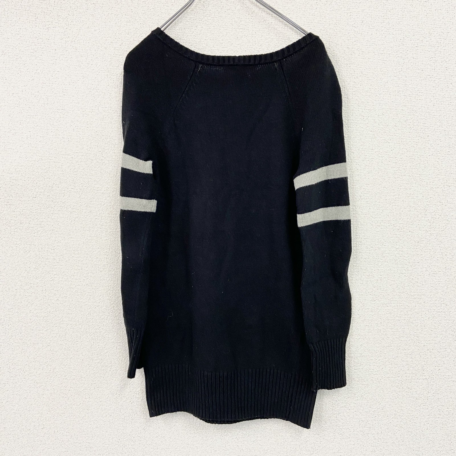 ARMANI EXCHANGE　アルマーニ エクスチェンジ　コットン二ットセーター　デカロゴ　黒　ブラック　Mサイズ　