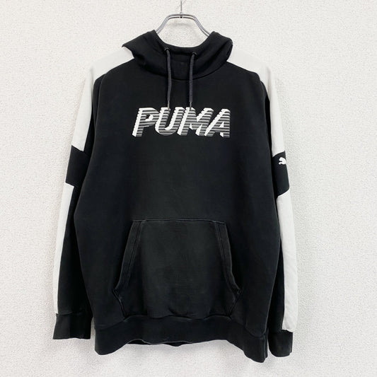 PUMA　プーマ　スウェットパーカー/フーディー　ハイネック　3Dプリント　デカロゴ　スポーツ　黒　ブラック　Mサイズ