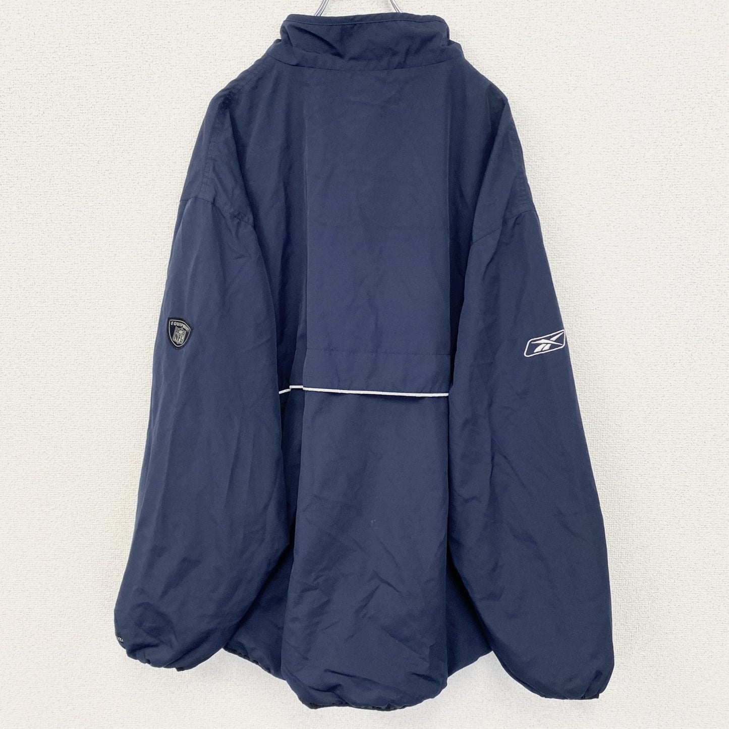 古着 used　NFL エヌエフエル　アノラックパーカー　長袖ナイロンプルオーバー　刺繡　ワッペン　アメフト　ネイビー　XLサイズ