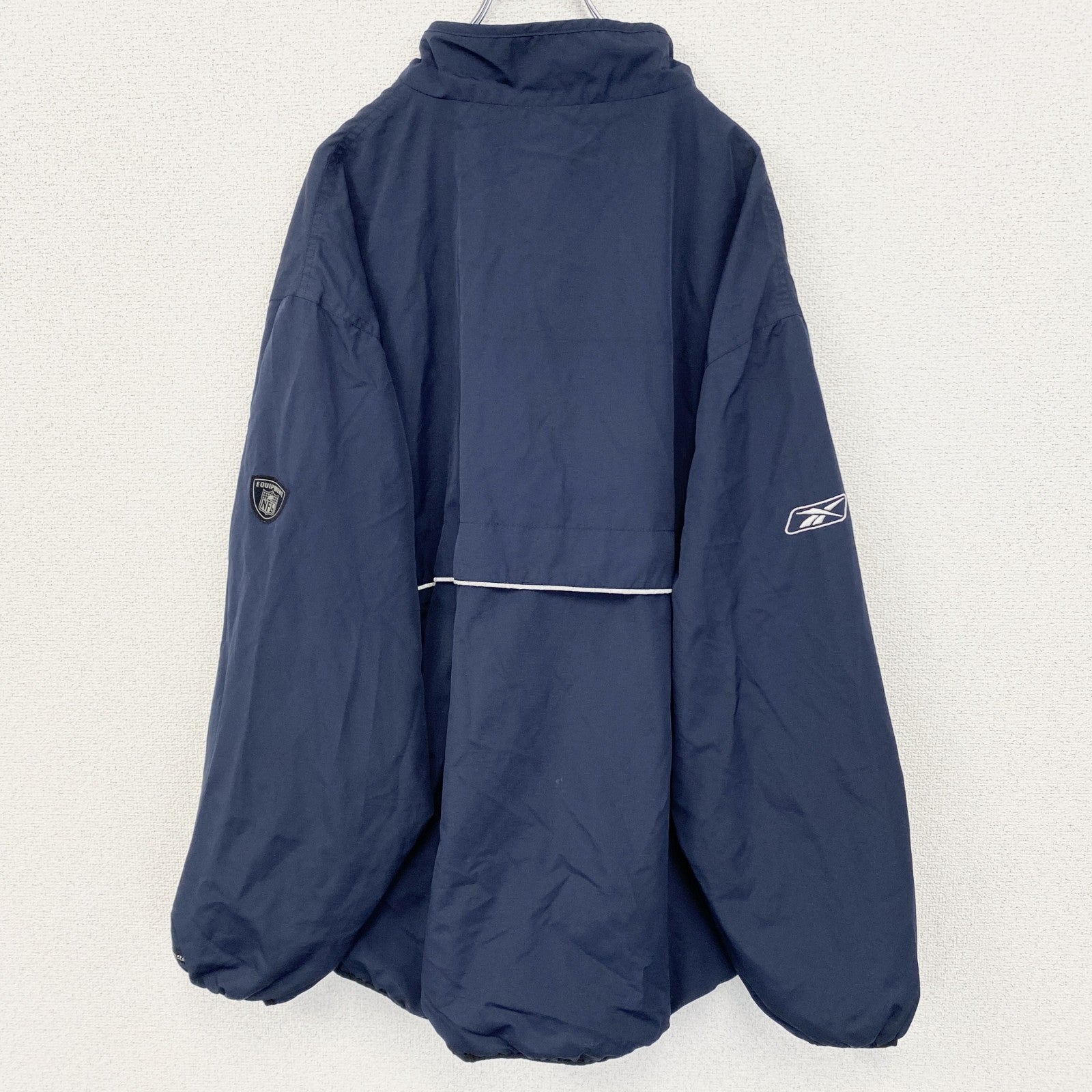古着 used　NFL エヌエフエル　アノラックパーカー　長袖ナイロンプルオーバー　刺繡　ワッペン　アメフト　ネイビー　XLサイズ