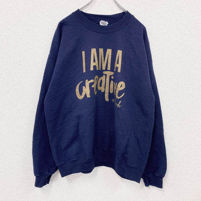 GILDAN　スウェット/トレーナー　I AM A creaTive　紺　ネイビー　Lサイズ