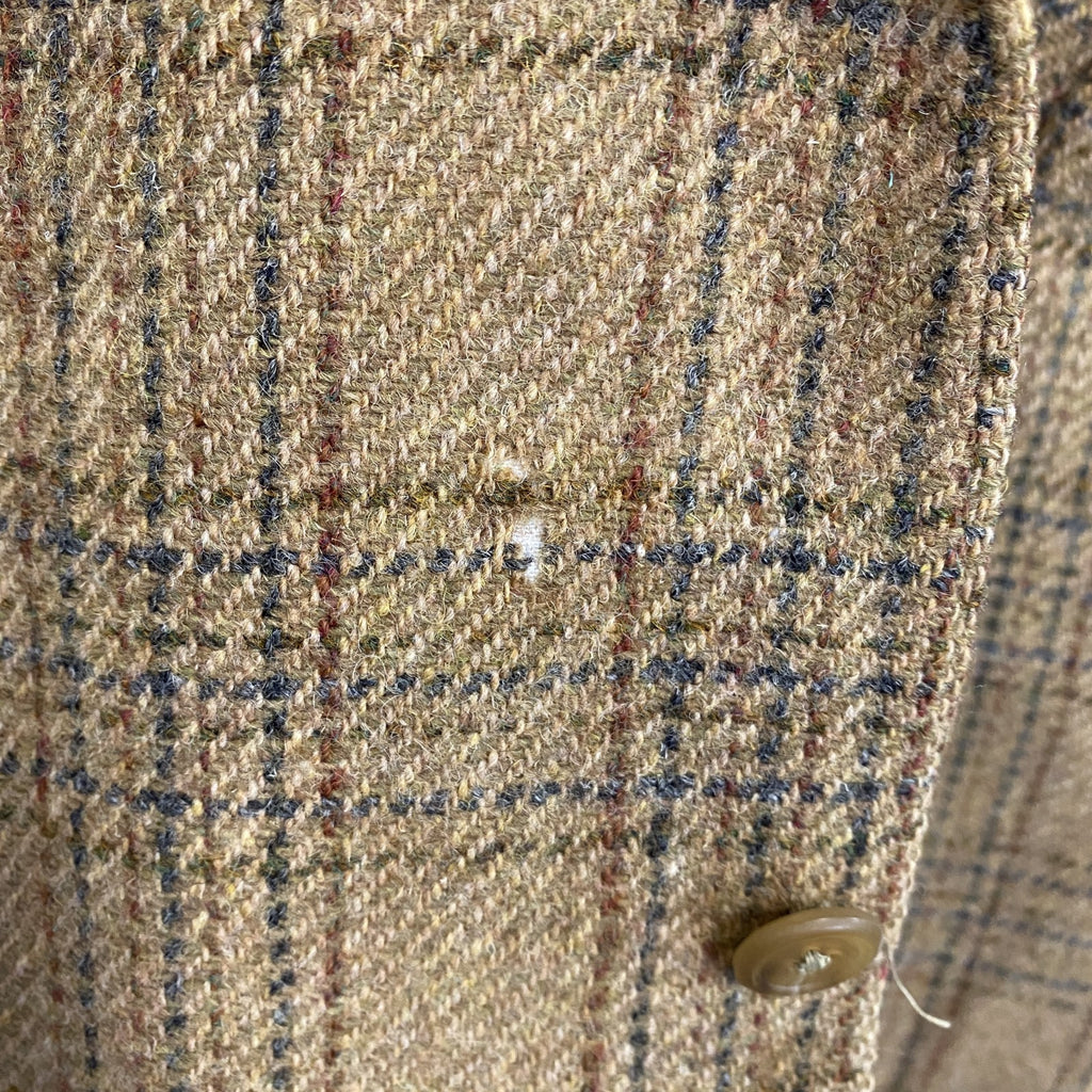 LANDSEND　ランズエンド　Harris Tweed　ハリスツイード　テーラードジャケット　チェック柄　ブラウン