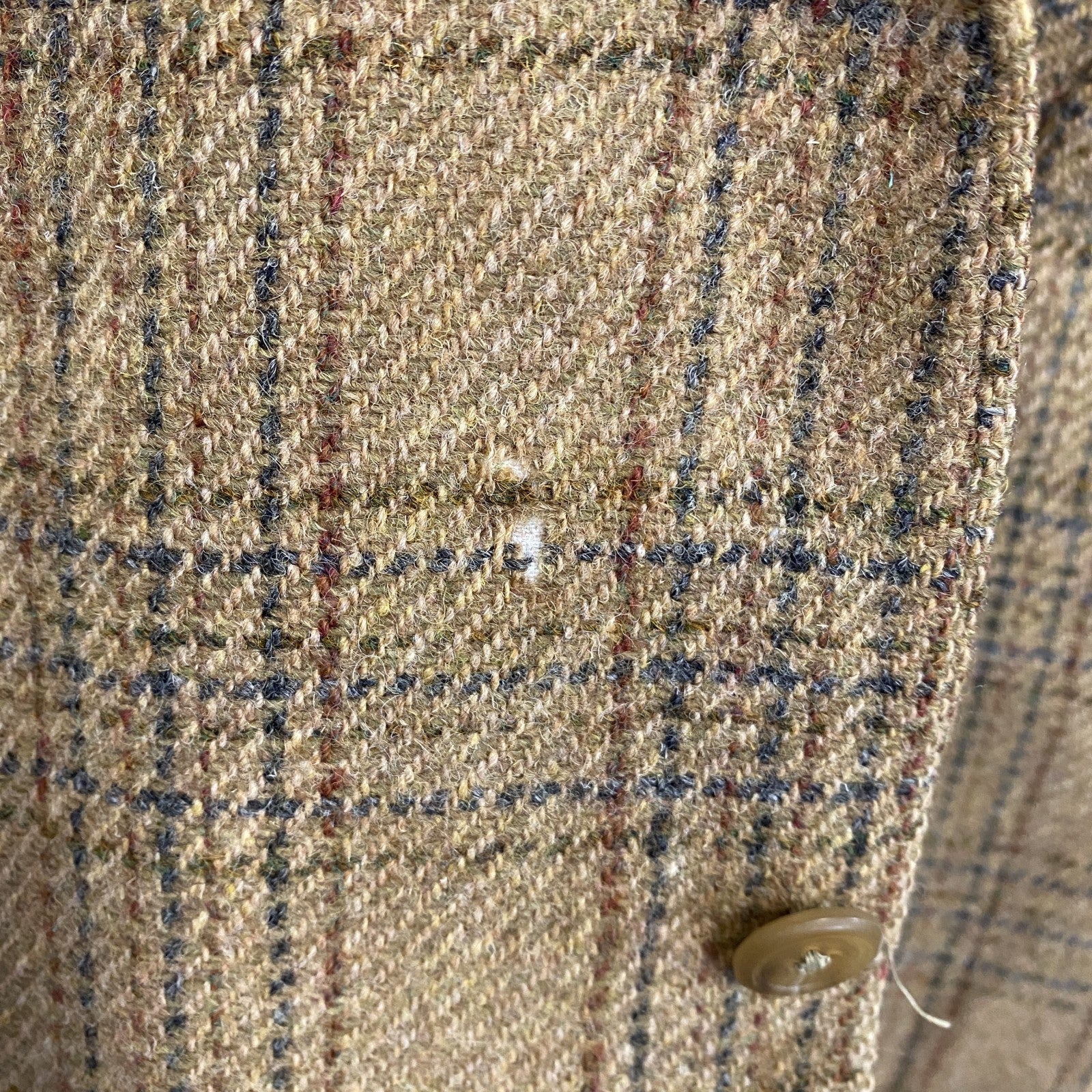 LANDSEND　ランズエンド　Harris Tweed　ハリスツイード　テーラードジャケット　チェック柄　ブラウン