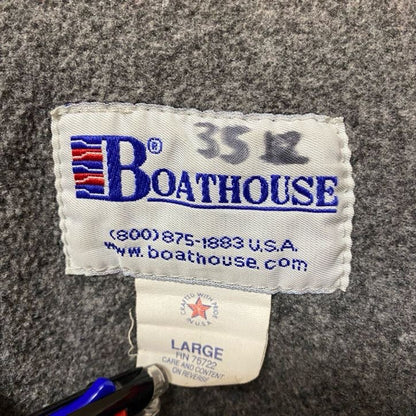 古着 used　BOATHOUSE　長袖カレッジロゴナイロンジャケット　ブルゾン　ブラウン大学　ポイント刺繍　赤　茶色　Lサイズ