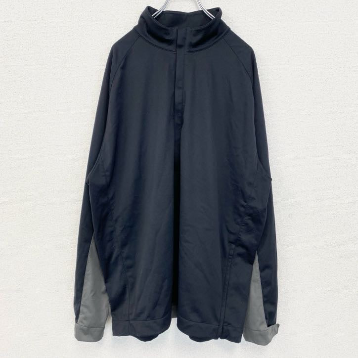 古着 used　NIKE GOLF 　アノラックパーカー　長袖ナイロンプルオーバー　スウッシュロゴ　シンプル　黒　XXLサイズ