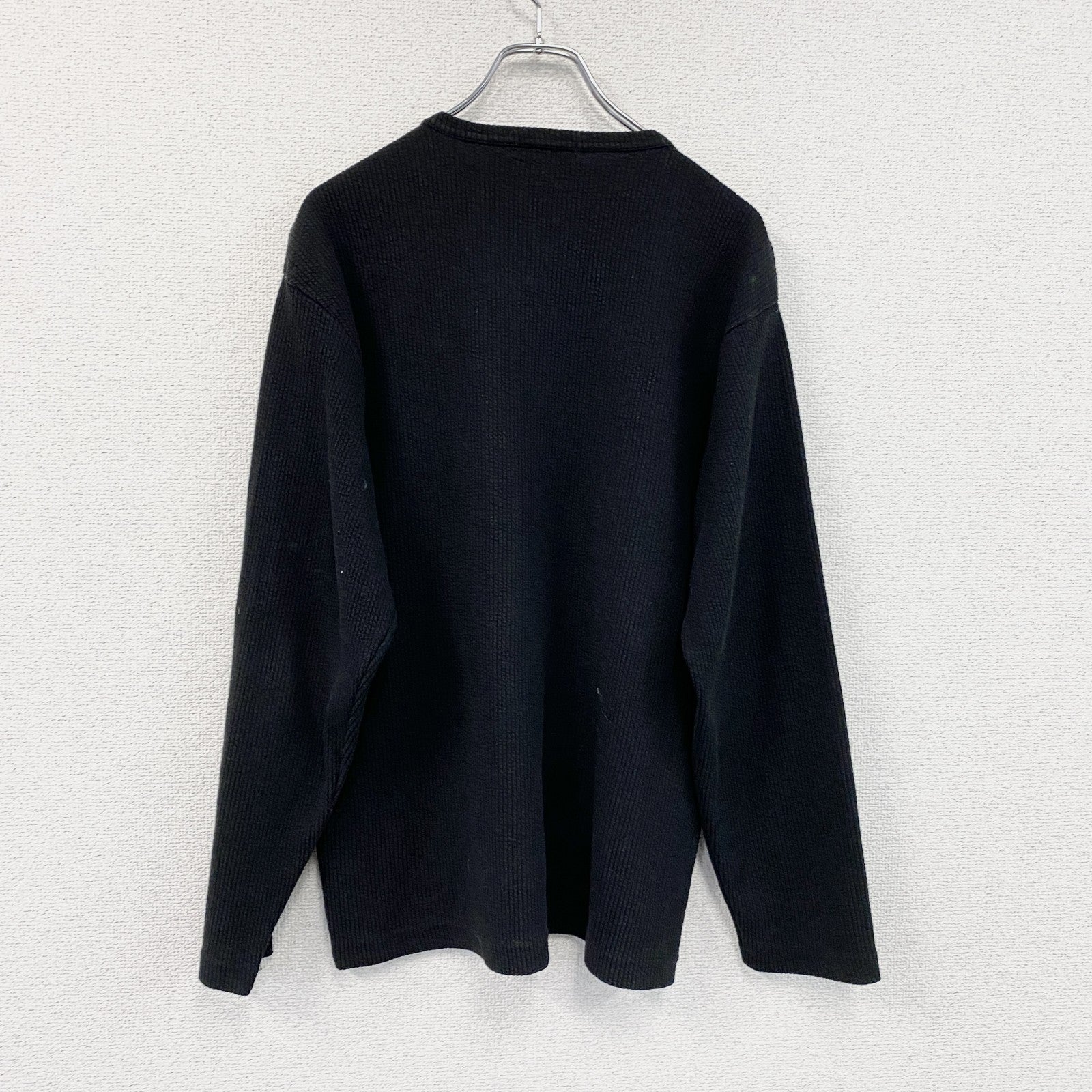 M.BOARD　ワッフルヘンリーネックTシャツ　長袖Tシャツ　黒　ブラック　Lサイズ