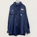 Carhartt　カーハート　長袖ワークシャツ　ボタンダウンシャツ　ダブルポケット　紺　ネイビー　Lサイズ