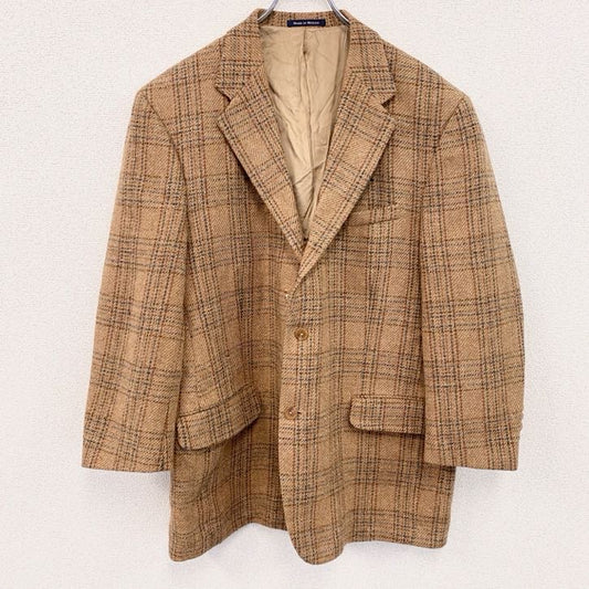 LANDSEND　ランズエンド　Harris Tweed　ハリスツイード　テーラードジャケット　チェック柄　ブラウン