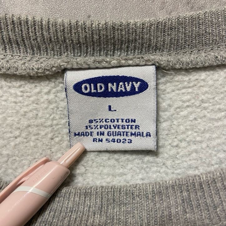 古着 used　90s 00s　OLDNAVY オールドネイビー　長袖無地スウェット　トレーナー　ノームコア　グレー　Lサイズ