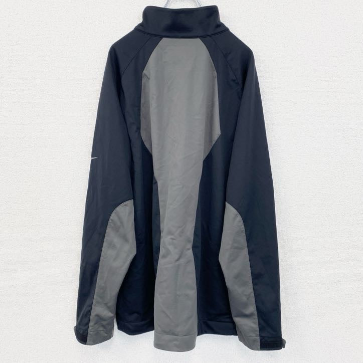 古着 used　NIKE GOLF 　アノラックパーカー　長袖ナイロンプルオーバー　スウッシュロゴ　シンプル　黒　XXLサイズ