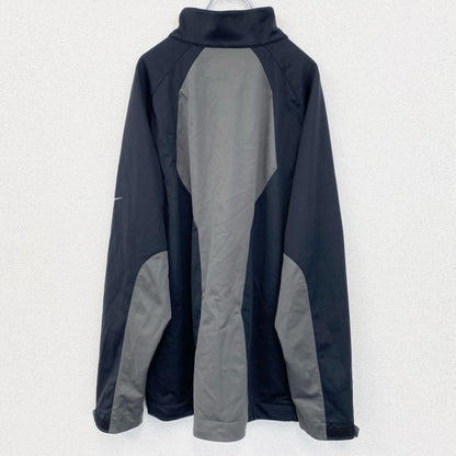 古着 used　NIKE GOLF 　アノラックパーカー　長袖ナイロンプルオーバー　スウッシュロゴ　シンプル　黒　XXLサイズ