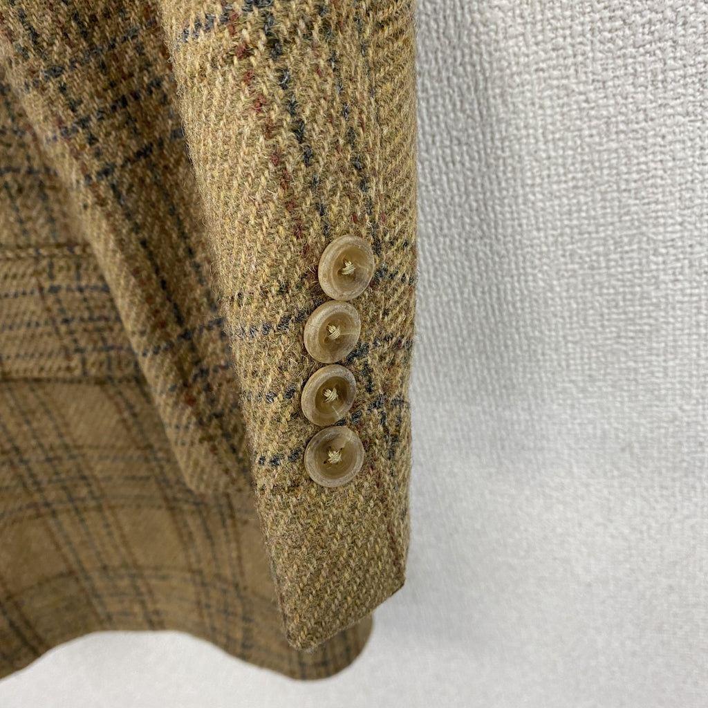 LANDSEND　ランズエンド　Harris Tweed　ハリスツイード　テーラードジャケット　チェック柄　ブラウン