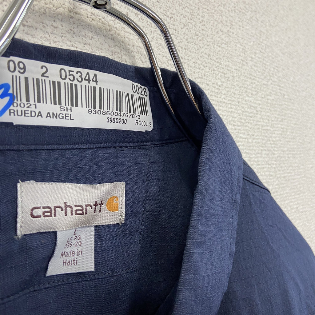 Carhartt　カーハート　長袖ワークシャツ　ボタンダウンシャツ　ダブルポケット　紺　ネイビー　Lサイズ