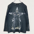 古着 used　スパイラルダイレクト　長袖スカルビックプリントTシャツ　死神　ガイコツ　黒　ブラック　Mサイズ
