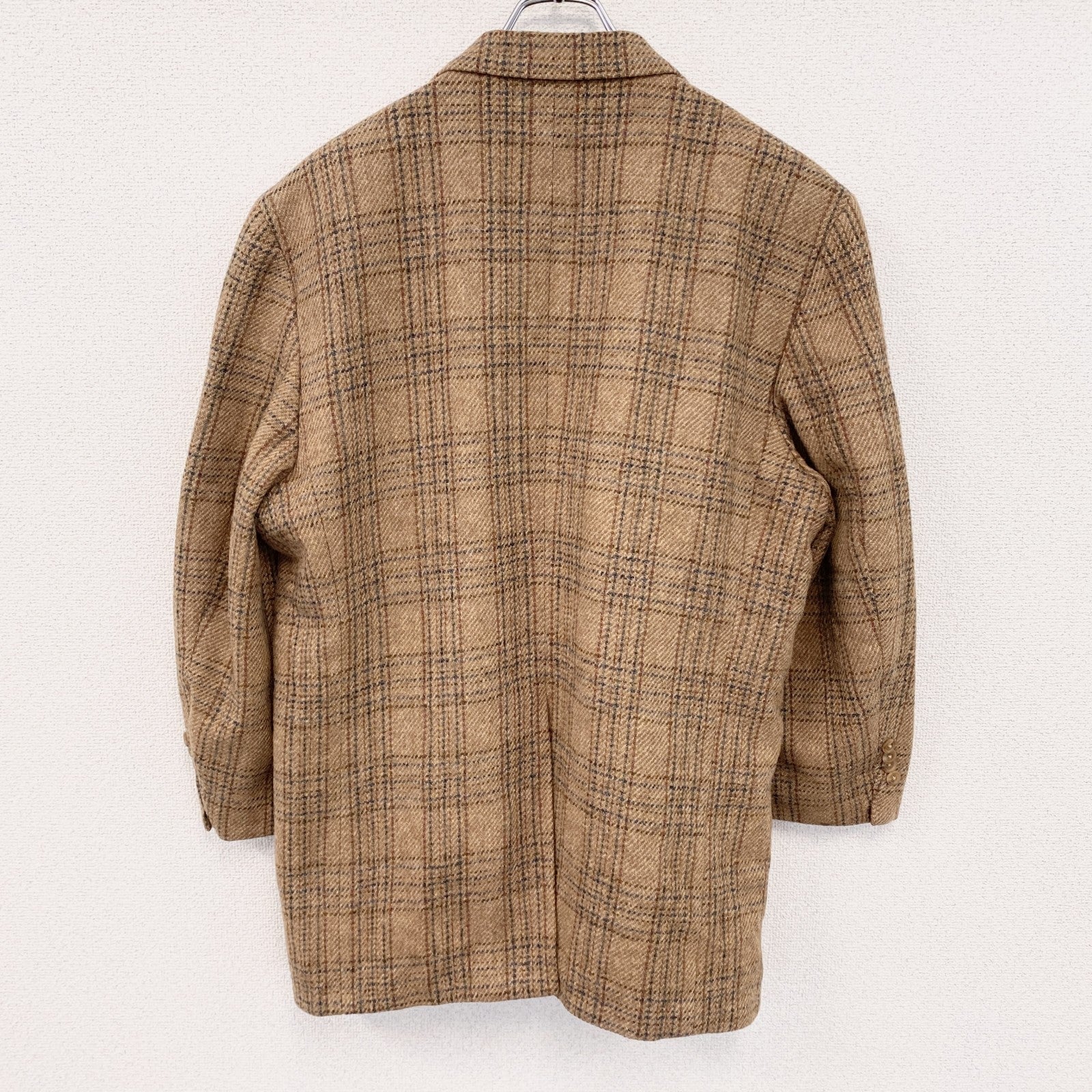 LANDSEND　ランズエンド　Harris Tweed　ハリスツイード　テーラードジャケット　チェック柄　ブラウン