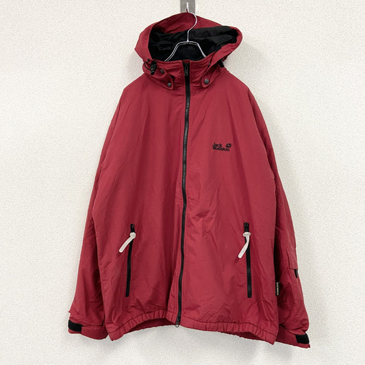 Jack Wolfskin　ジャックウルフスキン　マウンテンパーカー/フーディー　ハイネック　刺繍ロゴ　ワッペン　赤　レッド　XLサイズ