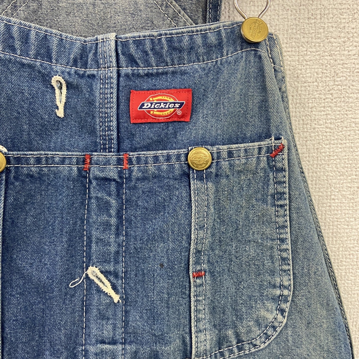 Dickies　ディッキーズ　デニムオーバーオール/つなぎ　縦落ち　ジップフライ　インディゴ　W32サイズ　