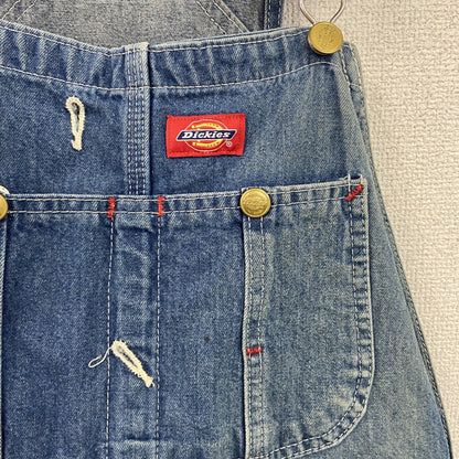 Dickies　ディッキーズ　デニムオーバーオール/つなぎ　縦落ち　ジップフライ　インディゴ　W32サイズ　