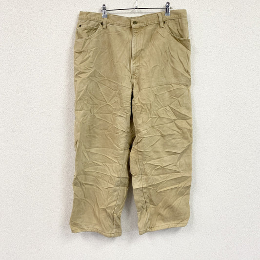 ～00s　L.L.Bean　エルエルビーン　デニムパンツ/ジーンズ　ジップフライ　革パッチ　ネル生地ライナー　ベージュ　W44サイズ