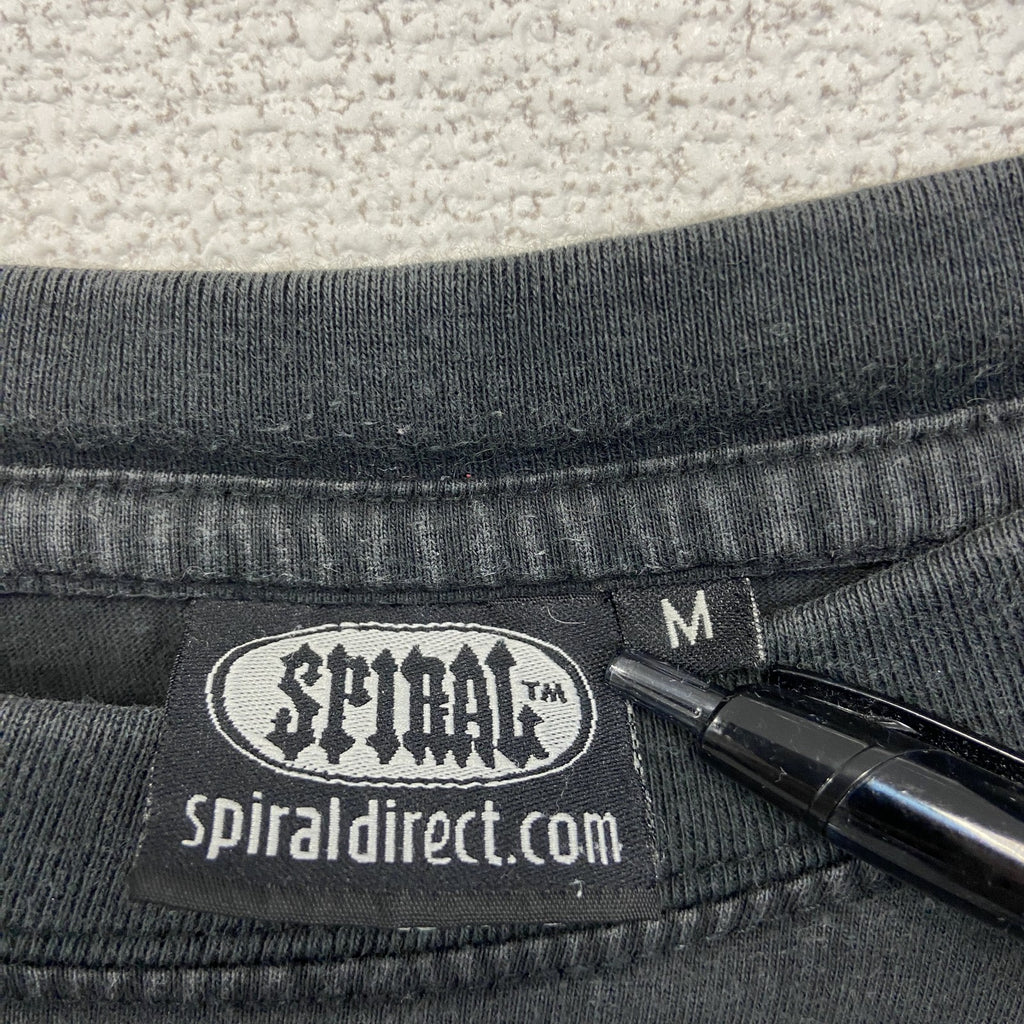 古着 used　スパイラルダイレクト　長袖スカルビックプリントTシャツ　死神　ガイコツ　黒　ブラック　Mサイズ