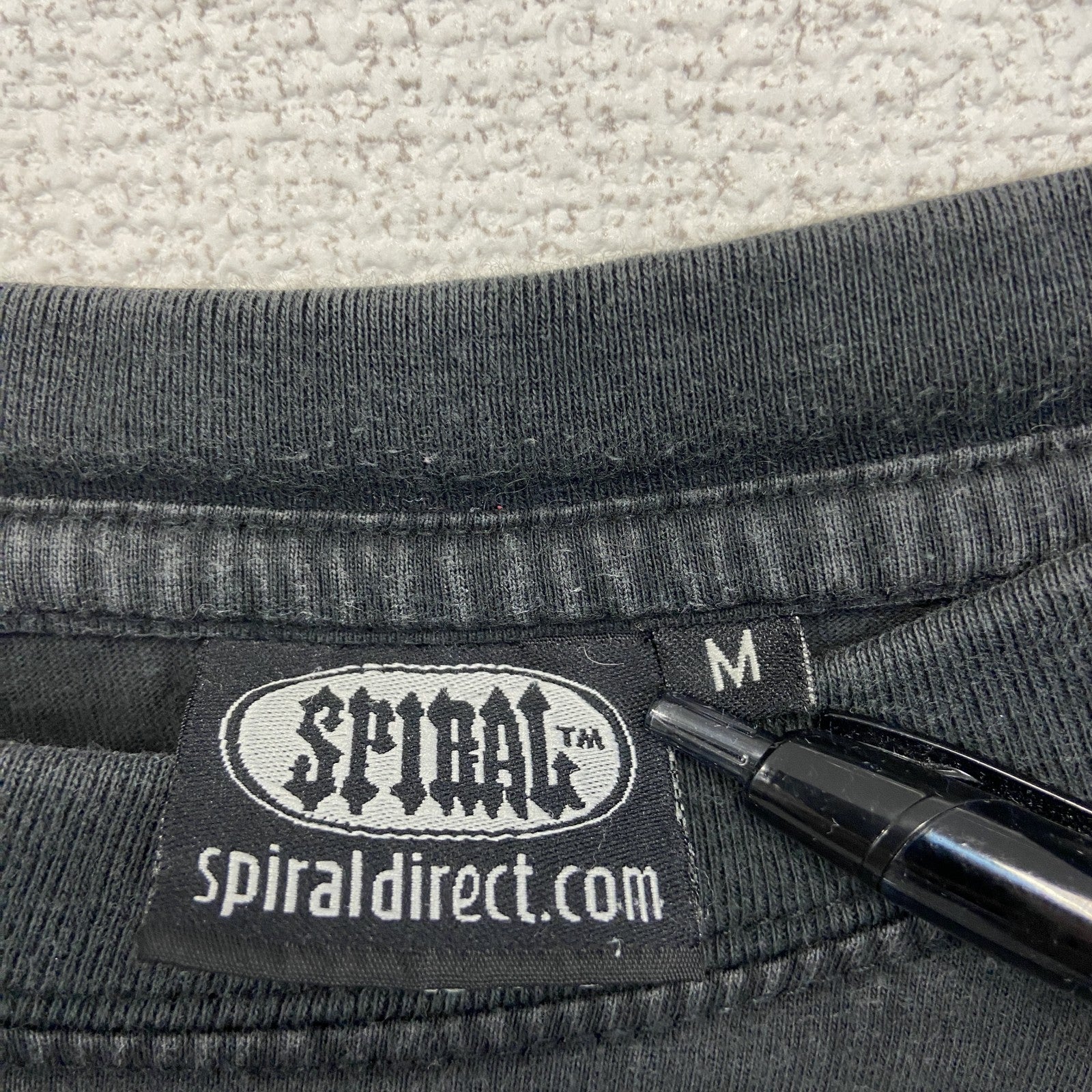 古着 used　スパイラルダイレクト　長袖スカルビックプリントTシャツ　死神　ガイコツ　黒　ブラック　Mサイズ