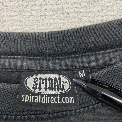古着 used　スパイラルダイレクト　長袖スカルビックプリントTシャツ　死神　ガイコツ　黒　ブラック　Mサイズ