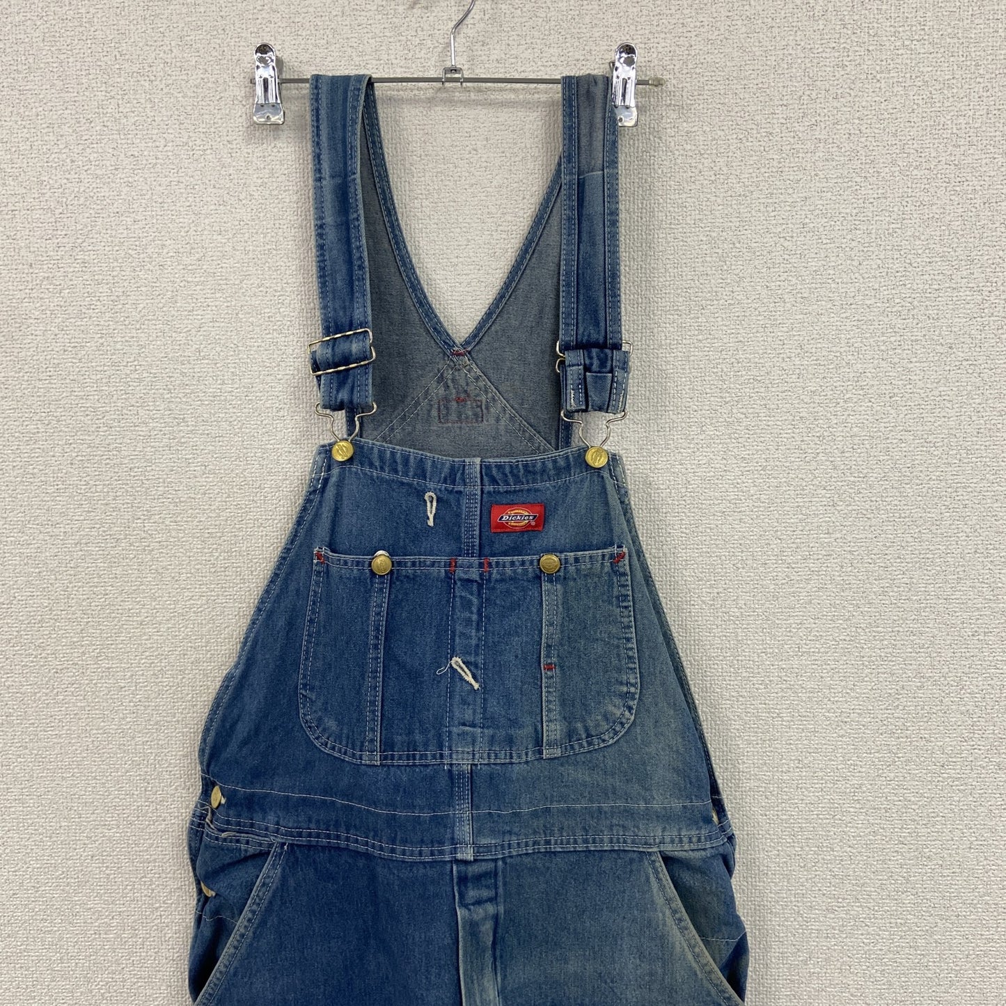 Dickies　ディッキーズ　デニムオーバーオール/つなぎ　縦落ち　ジップフライ　インディゴ　W32サイズ　