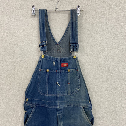 Dickies　ディッキーズ　デニムオーバーオール/つなぎ　縦落ち　ジップフライ　インディゴ　W32サイズ　
