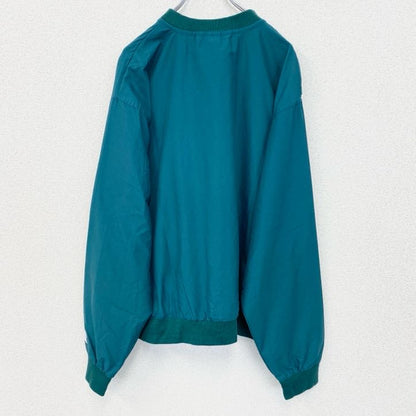 古着 used　Champion チャンピオン　長袖ナイロンプルオーバー　シンプルデザイン　ワンポイントロゴ刺繡　緑　XLサイズ