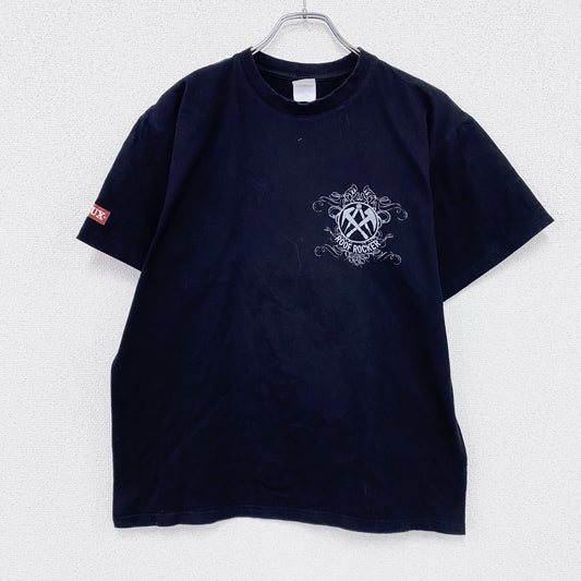 B&C　半袖プリントTシャツ　両面プリント　ROOF ROCKER　ハンマー　アーチプリント　デカロゴ　黒　ブラック　Mサイズ