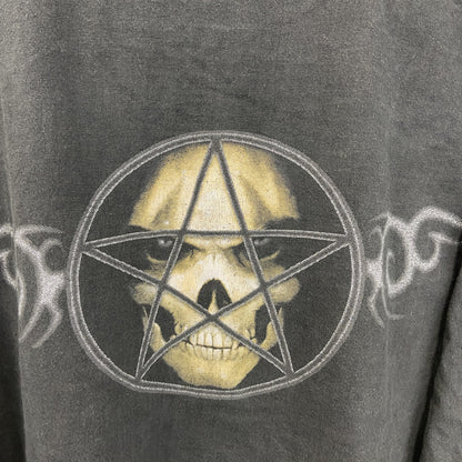 古着 used　スパイラルダイレクト　長袖スカルビックプリントTシャツ　死神　ガイコツ　黒　ブラック　Mサイズ