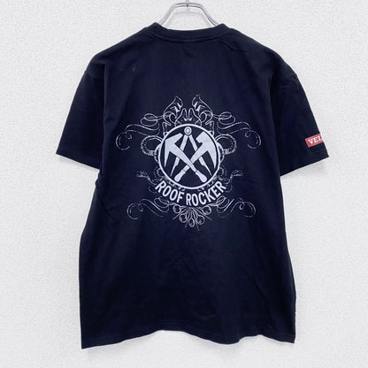 B&C　半袖プリントTシャツ　両面プリント　ROOF ROCKER　ハンマー　アーチプリント　デカロゴ　黒　ブラック　Mサイズ