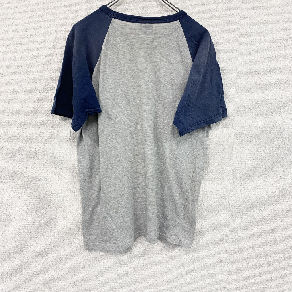 PANHARD　半袖プリントTシャツ　ラグランT　灰色　グレー　紺　ネイビー　Lサイズ