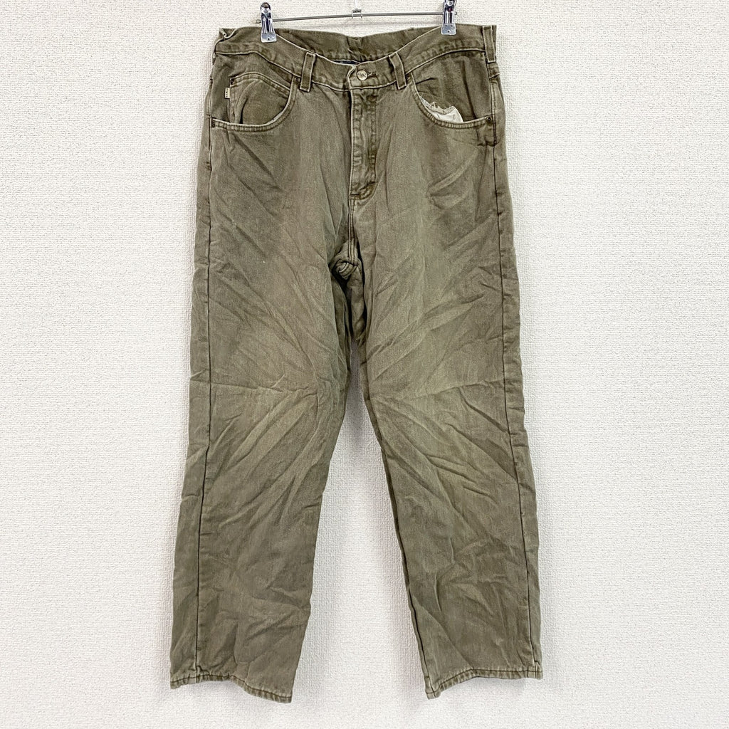 ～00s　L.L.Bean　エルエルビーン　デニムパンツ/ジーンズ　ジップフライ　革パッチ　ネル生地ライナー　茶色　ブラウン　W37サイズ