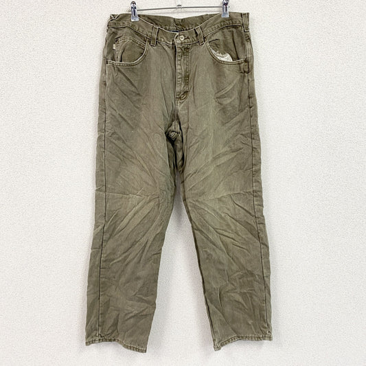 ～00s　L.L.Bean　エルエルビーン　デニムパンツ/ジーンズ　ジップフライ　革パッチ　ネル生地ライナー　茶色　ブラウン　W37サイズ