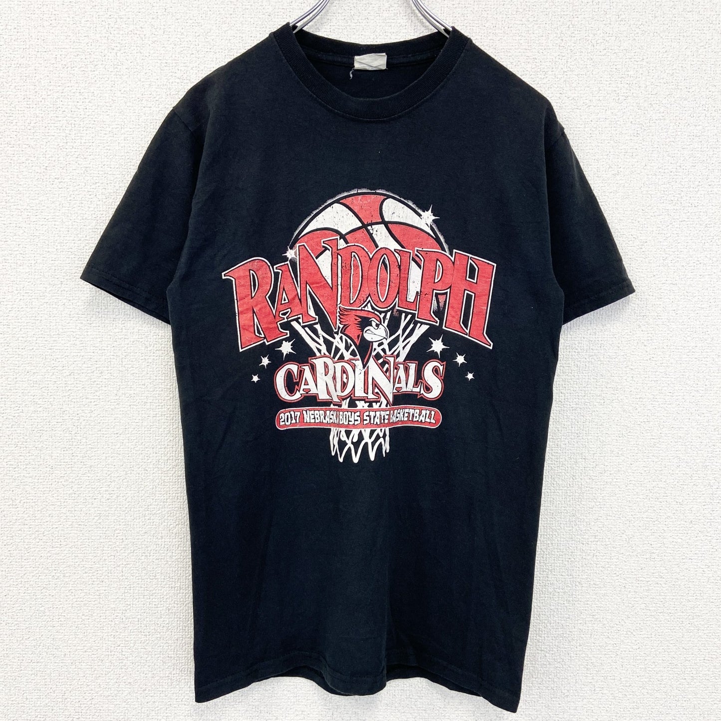 古着 used　JERZEES ジャージーズ　半袖プリントTシャツ　バックプリント　CARDINALS　黒　ブラック　クルーネック