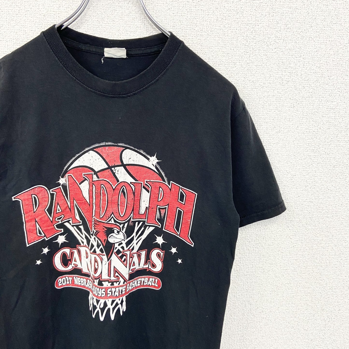 古着 used　JERZEES ジャージーズ　半袖プリントTシャツ　バックプリント　CARDINALS　黒　ブラック　クルーネック