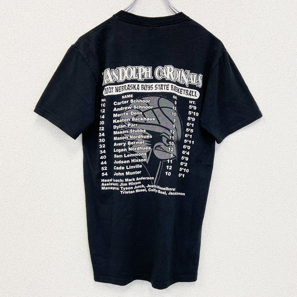 古着 used　JERZEES ジャージーズ　半袖プリントTシャツ　バックプリント　CARDINALS　黒　ブラック　クルーネック