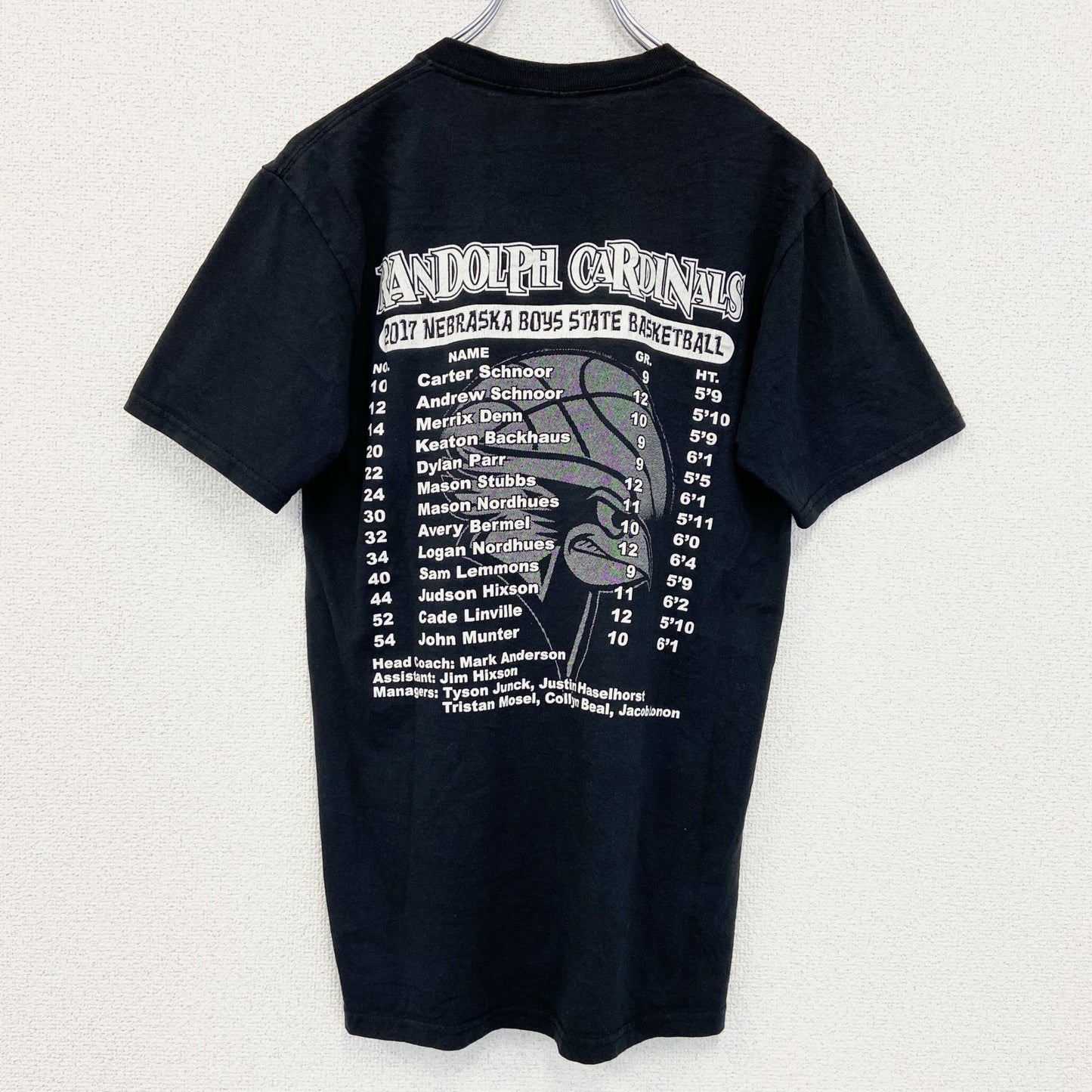 古着 used　JERZEES ジャージーズ　半袖プリントTシャツ　バックプリント　CARDINALS　黒　ブラック　クルーネック