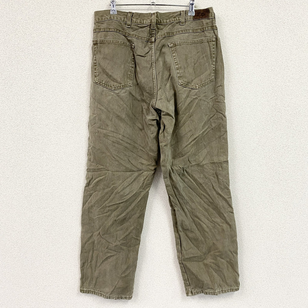～00s　L.L.Bean　エルエルビーン　デニムパンツ/ジーンズ　ジップフライ　革パッチ　ネル生地ライナー　茶色　ブラウン　W37サイズ