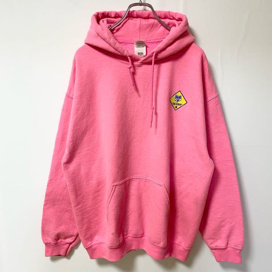 古着 used　GILDAN ギルダン　CUB SCOUTS　長袖ワンポイントプリントパーカー　スウェット　ピンク　Lサイズ