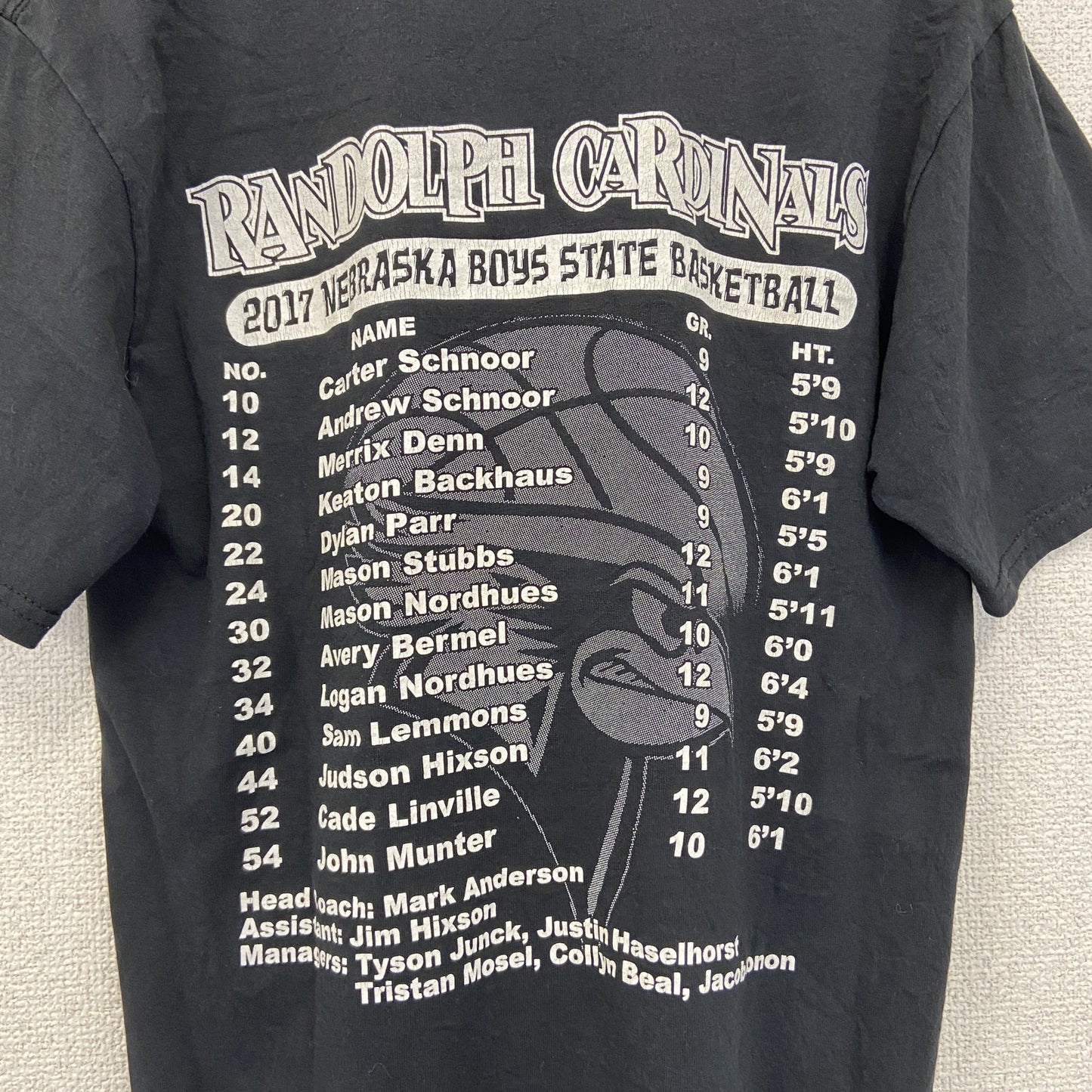 古着 used　JERZEES ジャージーズ　半袖プリントTシャツ　バックプリント　CARDINALS　黒　ブラック　クルーネック