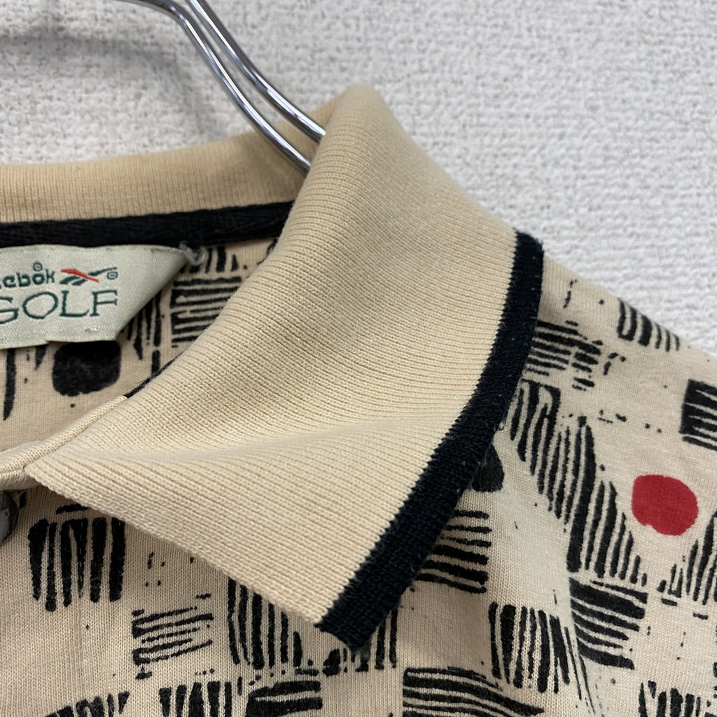 Reebok　リーボック　半袖ポロシャツ　ゴルフウェア　総柄　ベージュ