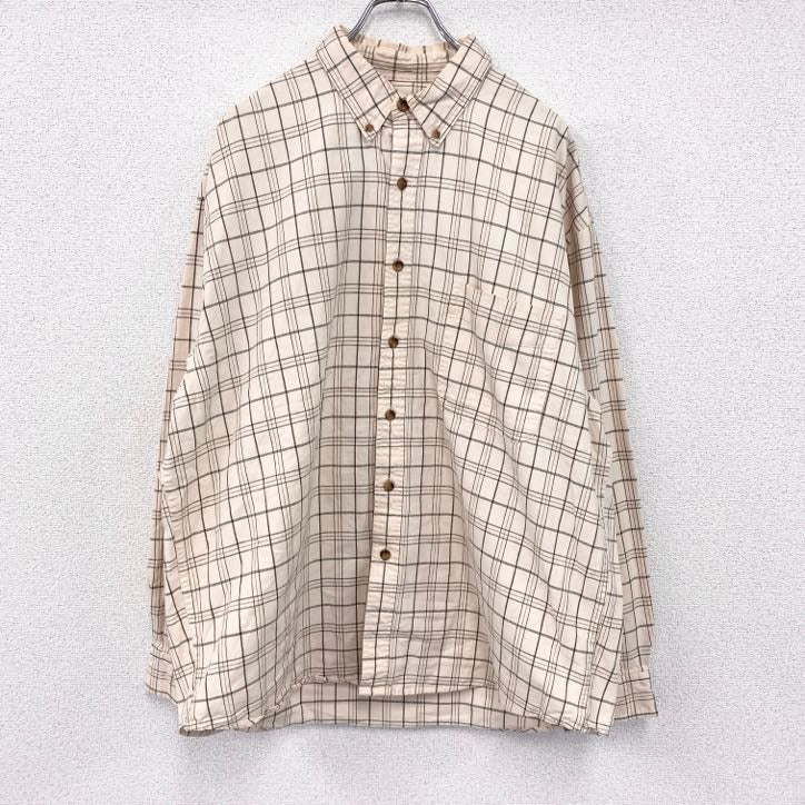 90s　Eddie Bauer　エディバウアー　長袖ボタンダウンシャツ　ヴィンテージ　白タグ　チェック柄　XLサイズ