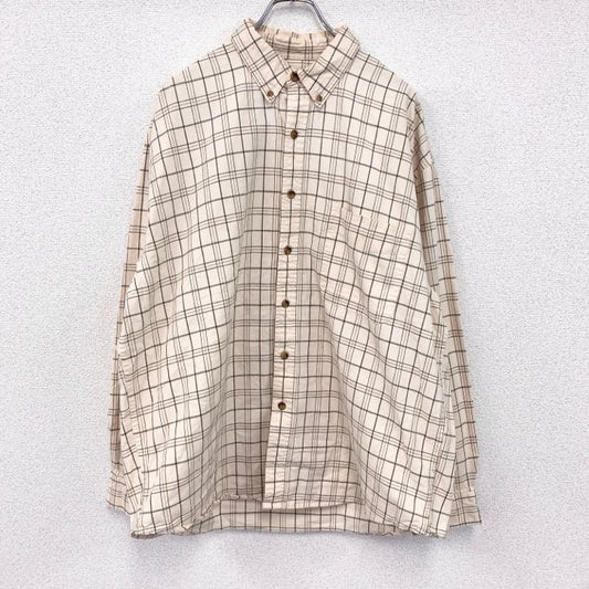 90s　Eddie Bauer　エディバウアー　長袖ボタンダウンシャツ　ヴィンテージ　白タグ　チェック柄　XLサイズ