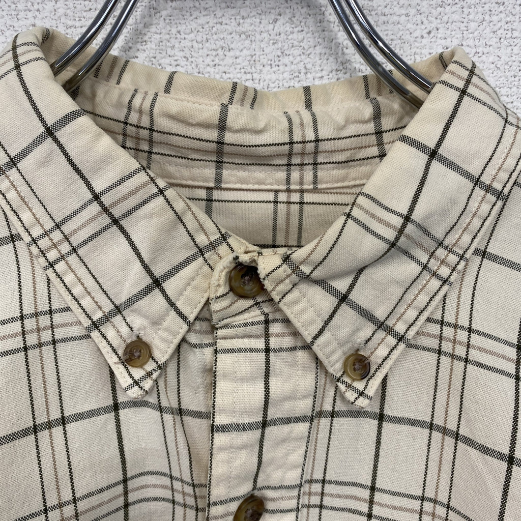 90s　Eddie Bauer　エディバウアー　長袖ボタンダウンシャツ　ヴィンテージ　白タグ　チェック柄　XLサイズ