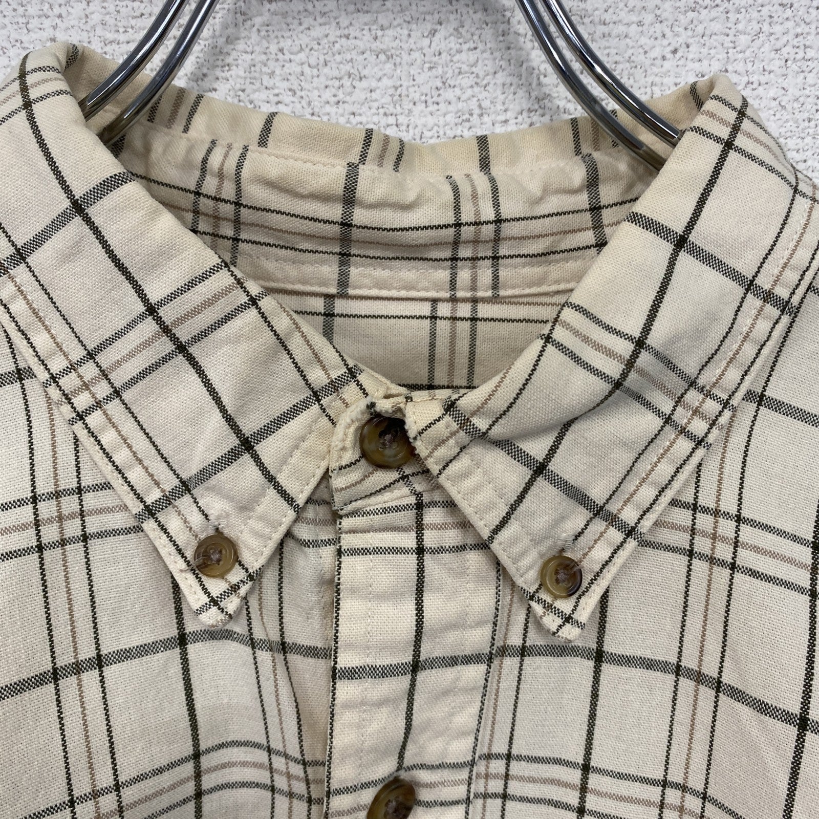 90s　Eddie Bauer　エディバウアー　長袖ボタンダウンシャツ　ヴィンテージ　白タグ　チェック柄　XLサイズ