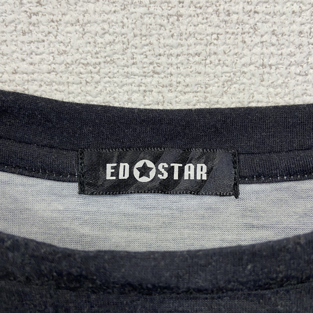 古着 used　EDOSTAR　半袖デザインプリントTシャツ　レインボーカラー　唇　黒　ブラック　クルーネック