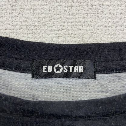古着 used　EDOSTAR　半袖デザインプリントTシャツ　レインボーカラー　唇　黒　ブラック　クルーネック